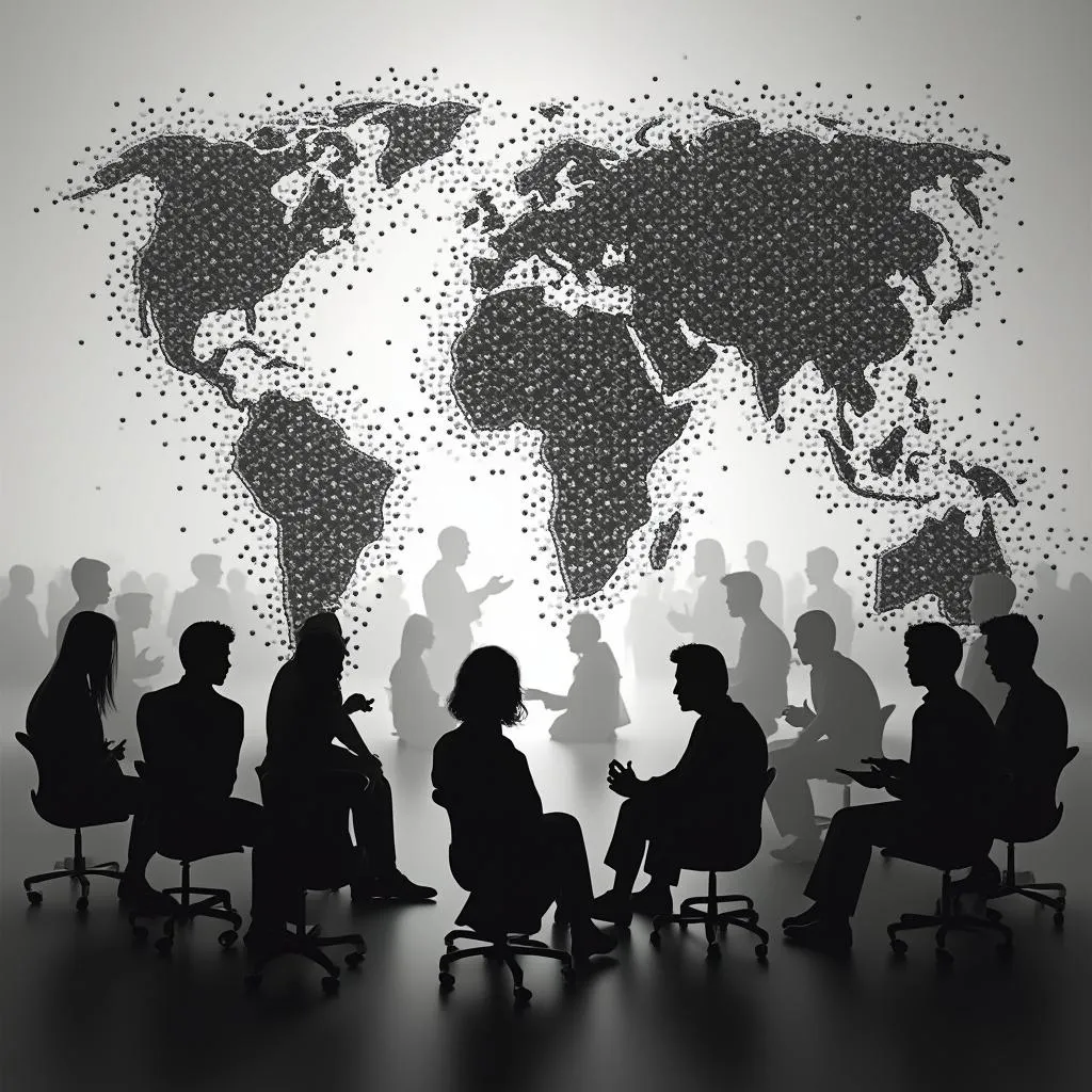Symbolic image of diverse hands collaborating over a table with digital devices and notes, representing teamwork and modern consultation choices.